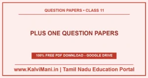 Plus One (Class 11) question papers in PDF, organised by subject — Tamil, English, Mathematics and more, plus complete collections. Free, no registration.