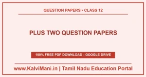 Plus Two (Class 12) question papers in PDF, organised by subject — Tamil, English, Mathematics and more, plus complete collections. Free, no registration.