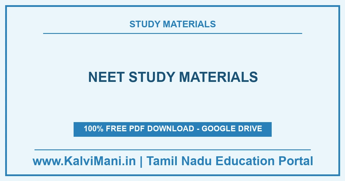 Free NEET study materials in PDF — notes, previous year questions, model papers and answer keys. Download without registration.