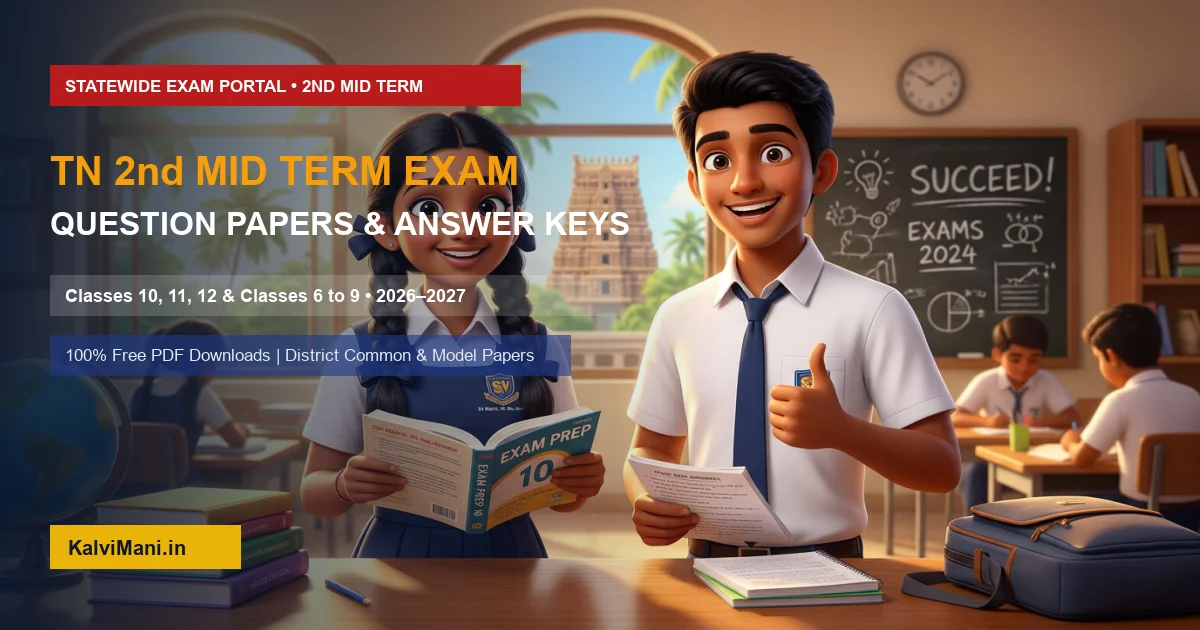 TN 2nd Mid Term Question Papers & Answer Keys PDF (Class 10, 11, 12)