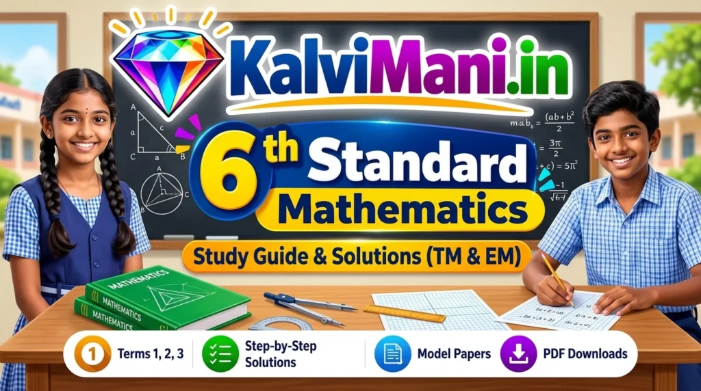 Download Tamil Nadu 6th Standard Mathematics study materials, solved exercises, integers notes, and Term 1, 2, 3 question papers PDF (2026-27).