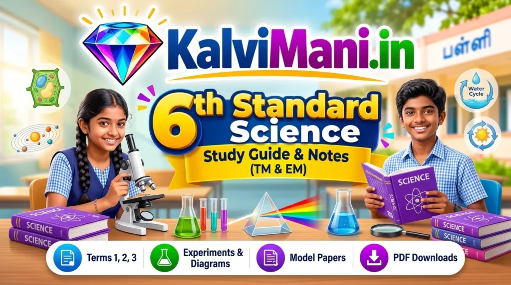 Download Tamil Nadu 6th Standard Science study materials, organ systems diagrams, cell biology notes, and Term 1, 2, 3 question papers PDF (2026-27).