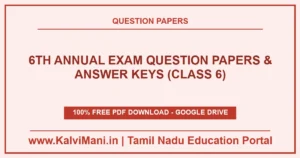 Download Tamil Nadu Class 6 Annual / Term 3 Exam Question Papers and Answer Keys PDF 2026–2027. Official district exam papers in TM & EM.